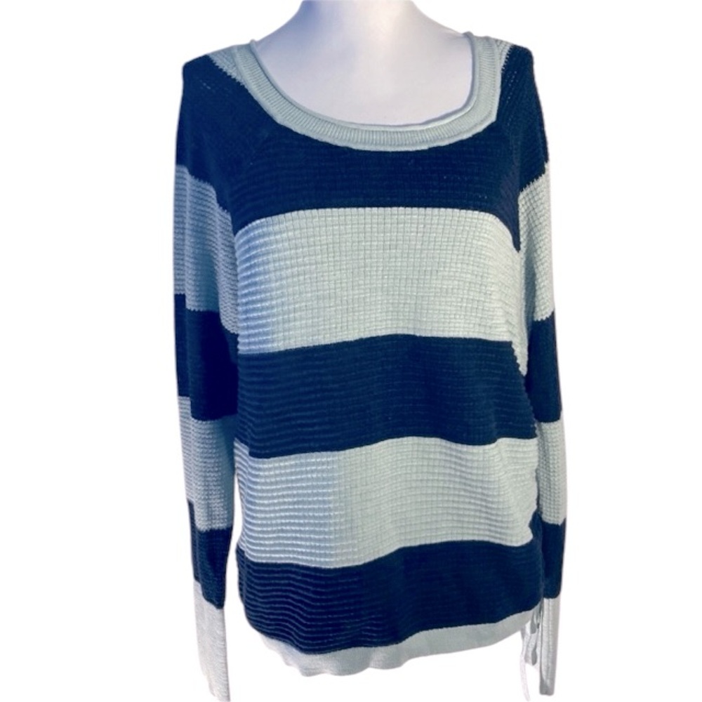 NWT Maurices Navy Striped Sweater Size L Lightweight Cotton Blend Office Gift